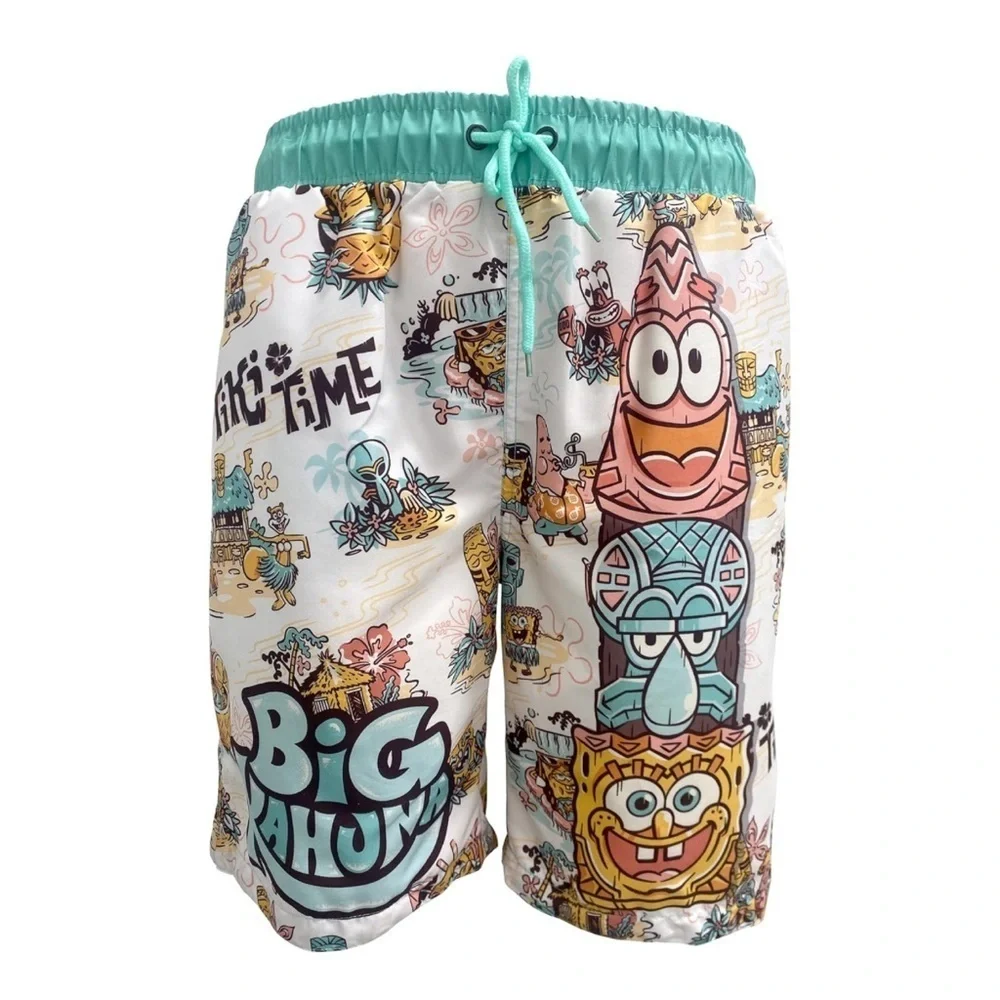 SpongeBob | Big Kahuna Tiki Time Swim Trunks Board Shorts For Men NEW